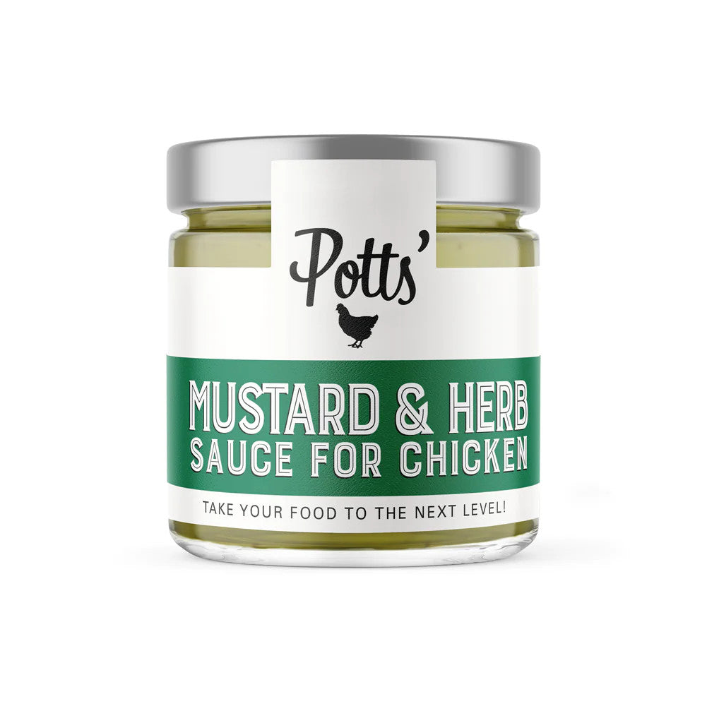 The mustard and herb sauce was created by Owen, who has been making condiments for over 30 years and found it strange that there wasn't any specific condiment for chicken. This sauce was a result of Owen's determination to right this wrong, resulting in the perfect condiment for roast chicken. Spread over chicken breast or even salmon before cooking for a delicious crust.