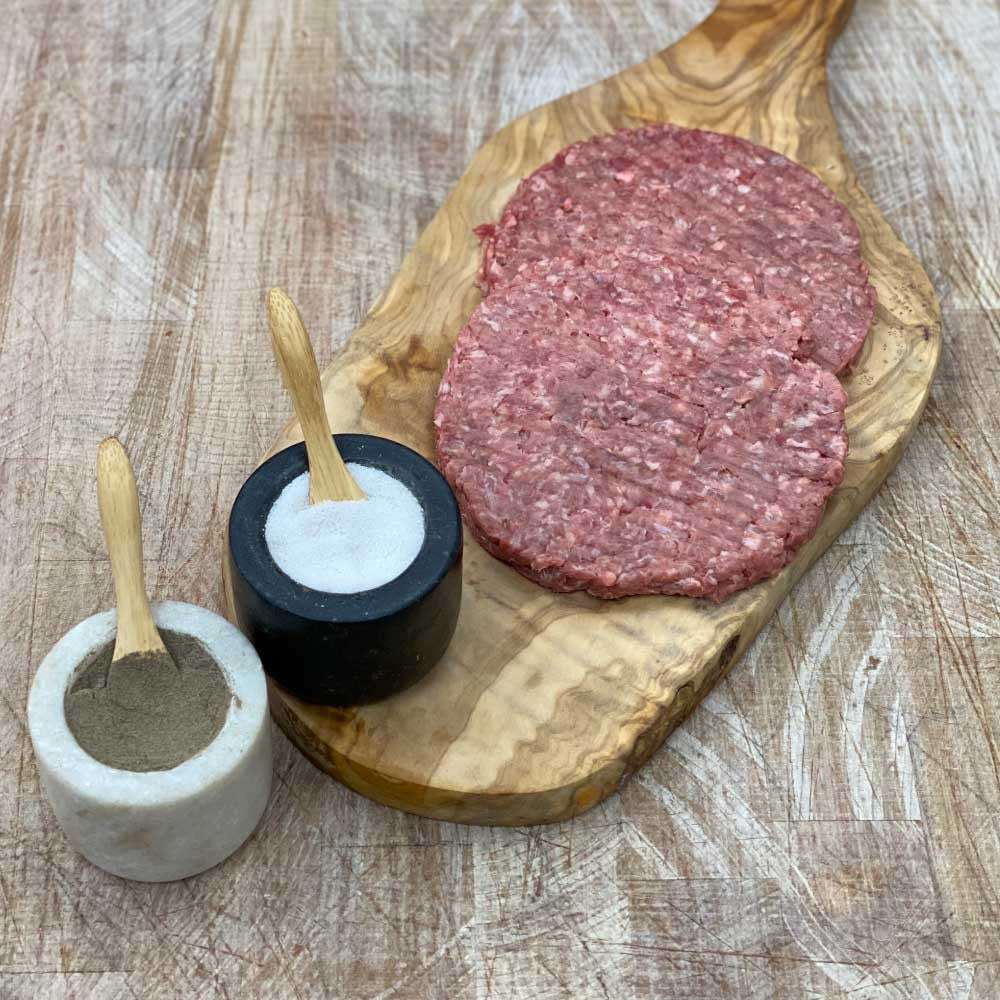 Using chuck and rib cap from our Surrey Farms grass-fed dry aged beef, these burgers have the perfect meat to fat ratio ensuring a tender and flavoursome burger. We simply season with salt and pepper and let the beef do the talking.