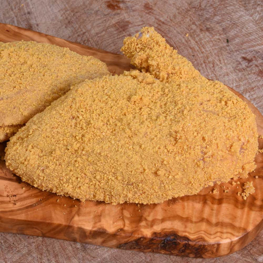 Handmade on site, simply fry quickly to crisp up the breadcrumbs and transfer to the oven for 25-30 mins.

2 per pack.