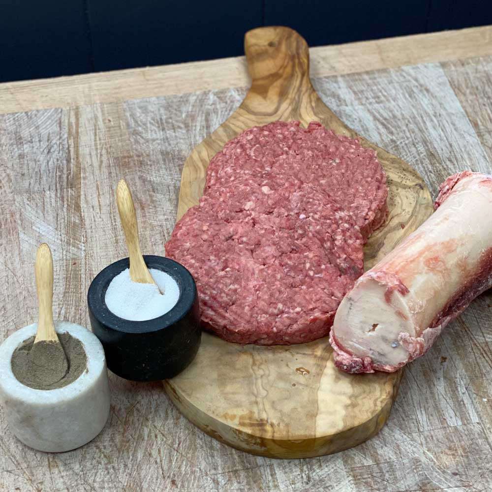 The ultimate burger! Seasoned with Himalayan pink salt and Cracked black pepper, we add bone marrow for a truly luxurious burger.