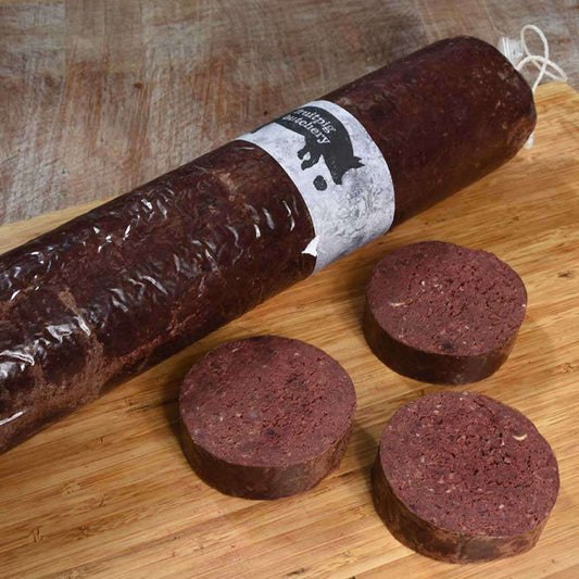 This award winning black pudding from the Fruit Pig Company is made with fresh pigs blood resulting in a rich, full flavour.